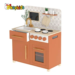 Factory OEM simulate cooking retro wooden pretend play preschool kitchen toys for kids W10C746